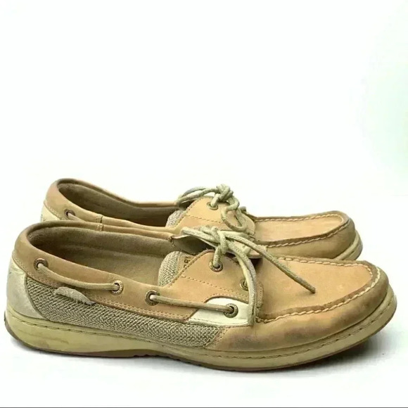 Sperry topsider Flats 10 tan leather boat shoes - Picture 1 of 12